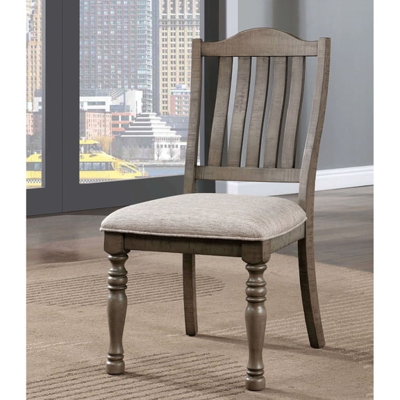 Turned Legs Feature | Dining Room Furniture | Acquire a Pair of Solid Wood Gray Side Chairs