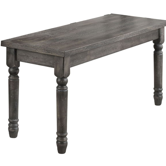 Turned Legs Weathered Wooden Bench / Comfortable Dining Seating Option