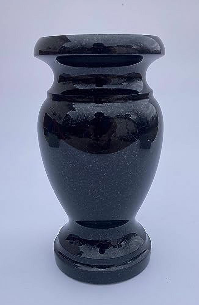 Turned Round Granite Vase Black 5"x9" Shape 2