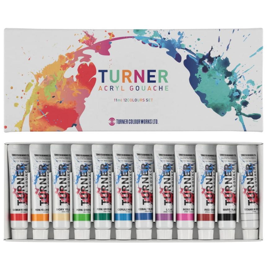 Turner Acryl Gouache Artist Paint Sets - Professional Paint Sets for Artists, Painting, Bulk, & More! - Set of 12 World Colors