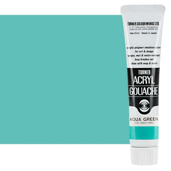 Turner Colour Works Acryl Gouache Artist Acrylic Paint - Single 20 ml Tube - Aqua Green