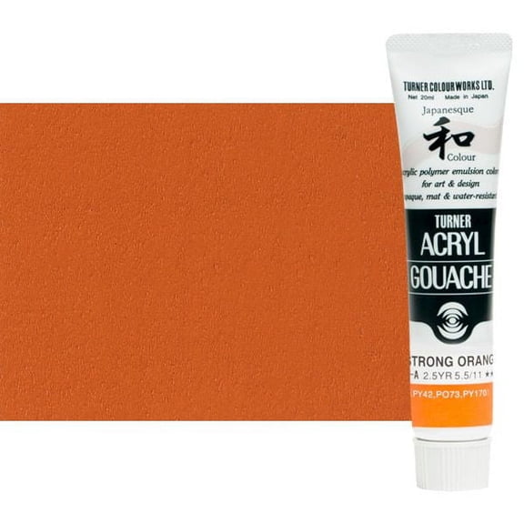 Turner Colour Works Acryl Gouache Artist Acrylic Paint - Single 20 ml Tube - Japanesque Strong Orange