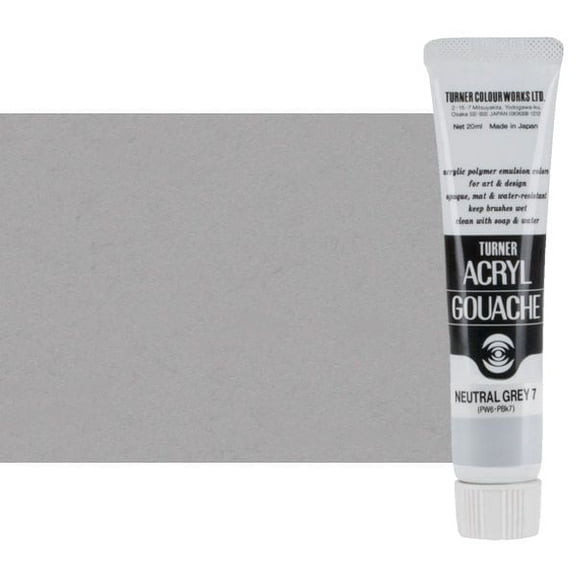 Turner Colour Works Acryl Gouache Artist Acrylic Paint - Single 20 ml Tube - Neutral Grey No.7
