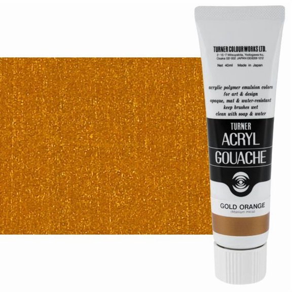 Turner Colour Works Acryl Gouache Artist Acrylic Paint - Single 40 ml Tube - Gold Orange