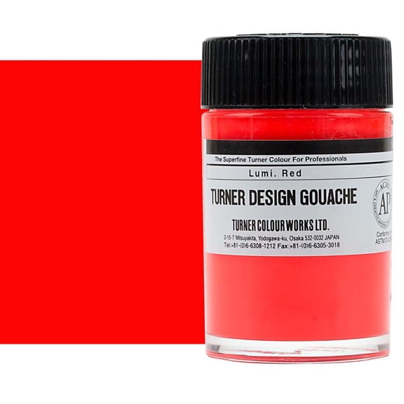 Turner Colour Works Design Gouache Premier Opaque Watercolor Paint - 40 ml Jar - Luminous Red