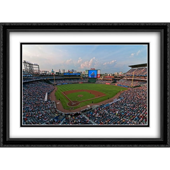 Turner Field 2x Matted 38x28 Large Black Ornate Framed Art Print from the Stadium Series