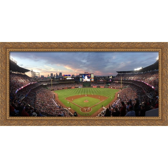 Turner Field 40x20 Large Gold Ornate Wood Framed Canvas Art - Home of the Atlanta Braves