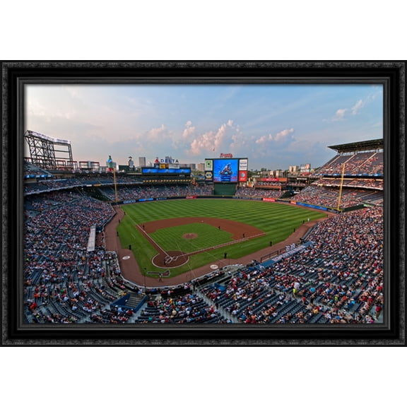 Turner Field 40x28 Large Black Ornate Wood Framed Canvas Art - Home of the Atlanta Braves