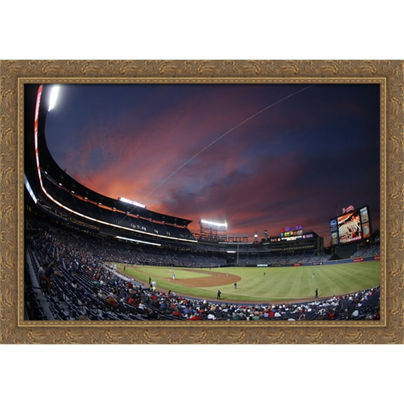 Turner Field 40x28 Large Gold Ornate Wood Framed Canvas Art - Home of the Atlanta Braves