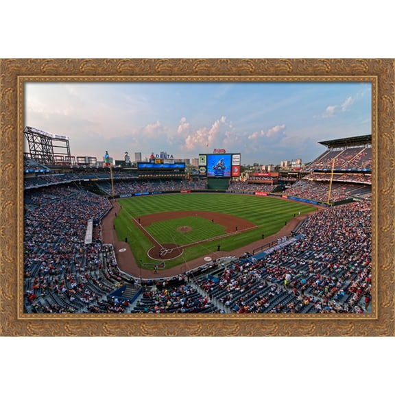 Turner Field 40x28 Large Gold Ornate Wood Framed Canvas Art - Home of the Atlanta Braves