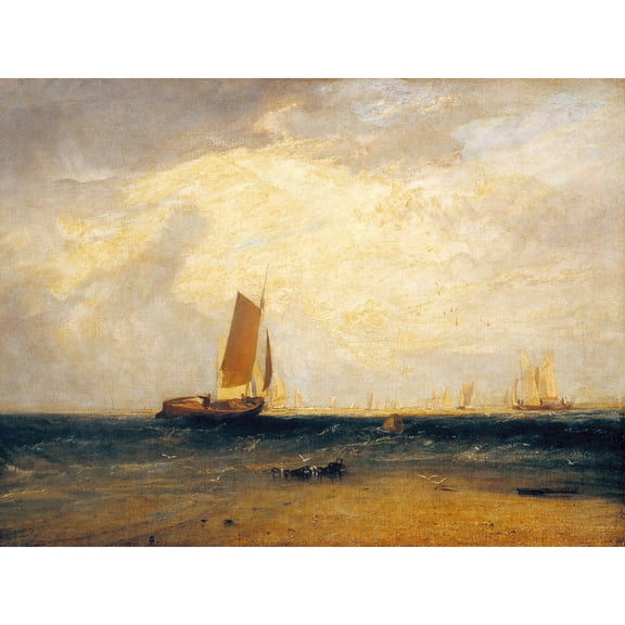 Turner Fishing Upon The Blythe Sand Tide Setting In Extra Large Art Print Wall Mural Poster Premium XL