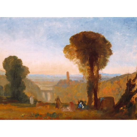 Turner Italian Landscape With Bridge And Tower Extra Large Art Print Wall Mural Poster Premium XL