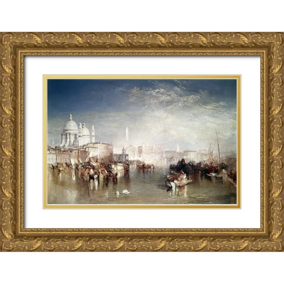 Turner, Joseph M.W. 24x17 Gold Ornate Wood Framed with Double Matting Museum Art Print Titled - Canal Della Giudecca, Venice