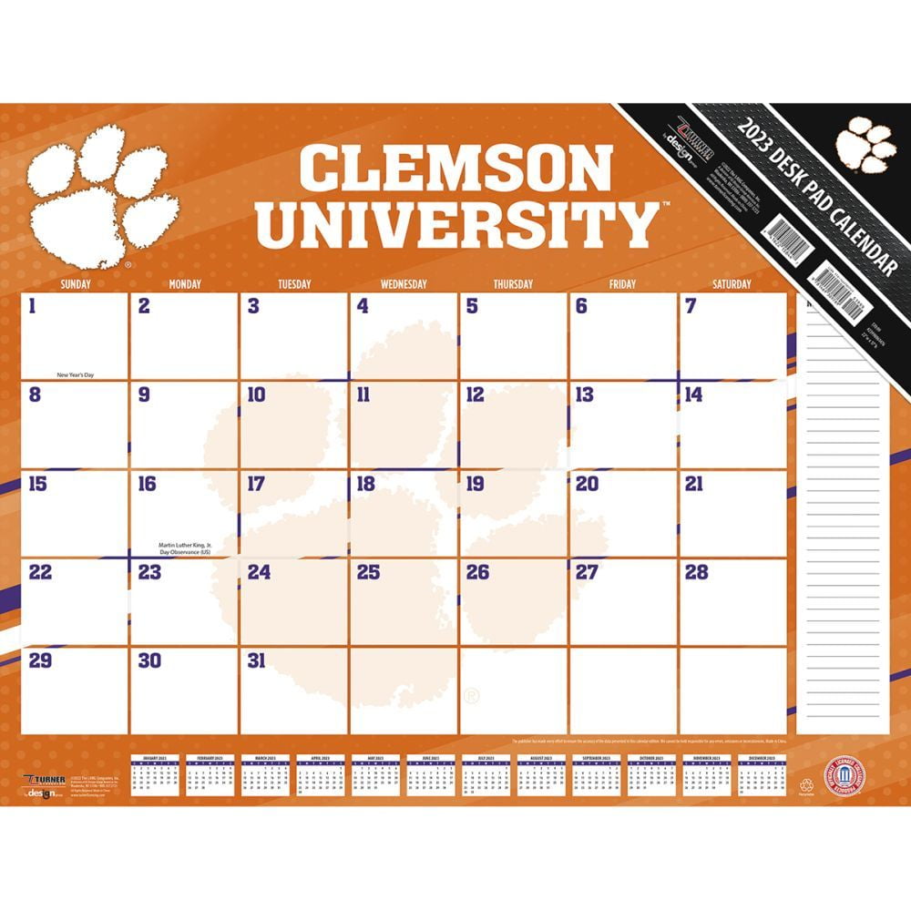 Turner Licensing, Clemson Tigers 2023 Desk Pad Calendar