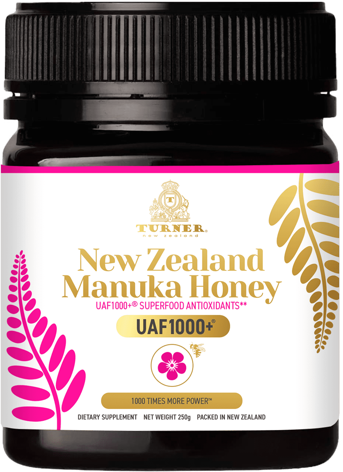 Turner New Zealand Manuka Honey, 1000x Power, Certified with UAF1000+ Antioxidants, Improves Digestion & Immnune Support, 1 Jar
