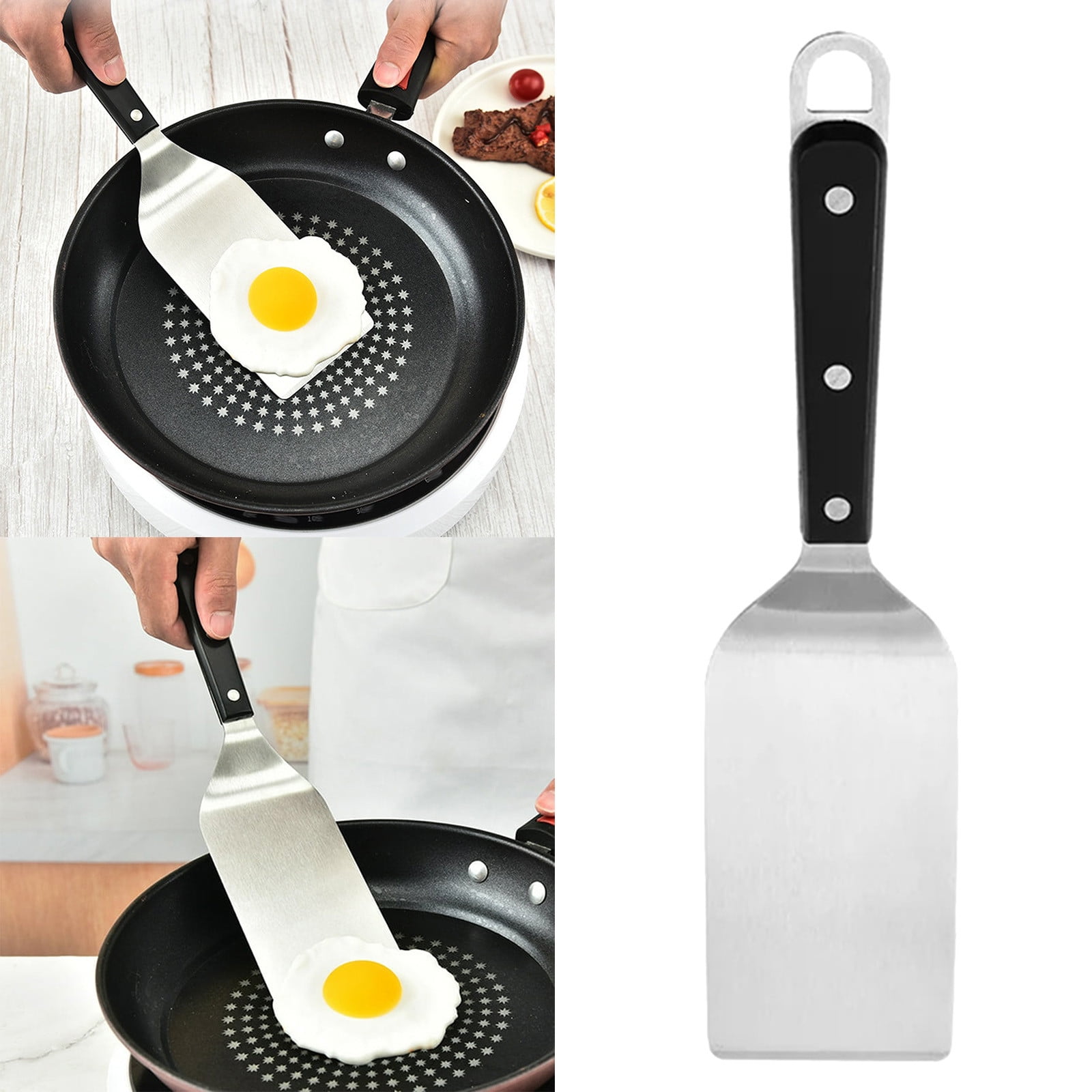 Turner Spatula with Black Handle for Griddle Grill, 12.2Inch Stainless