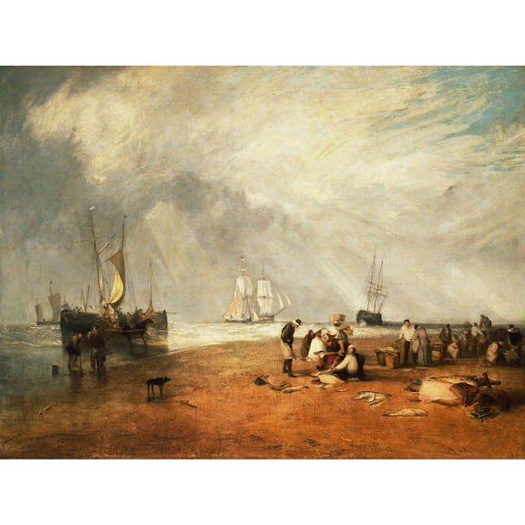 Turner The Fish Market At Hastings Beach Extra Large Art Print Wall Mural Poster Premium XL
