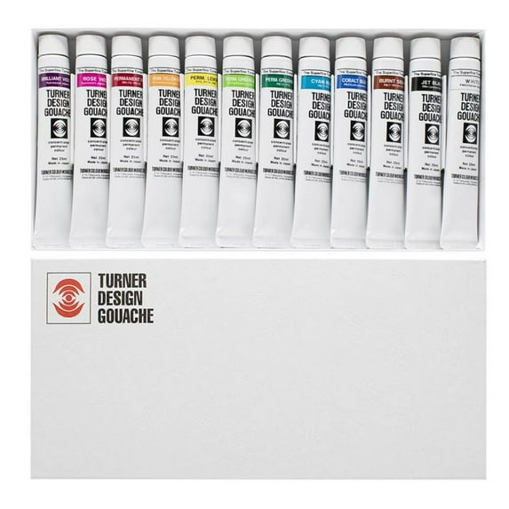 Turner Watercolor Paint Set - Design Gouache Premier Opaque Watercolor Paint - 25 ml Tubes - Set of 12 Assorted Colors