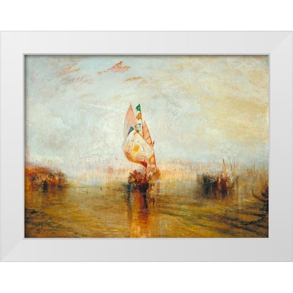 Turner, William 14x12 White Modern Wood Framed Museum Art Print Titled - The Sun of Venice going to Sea