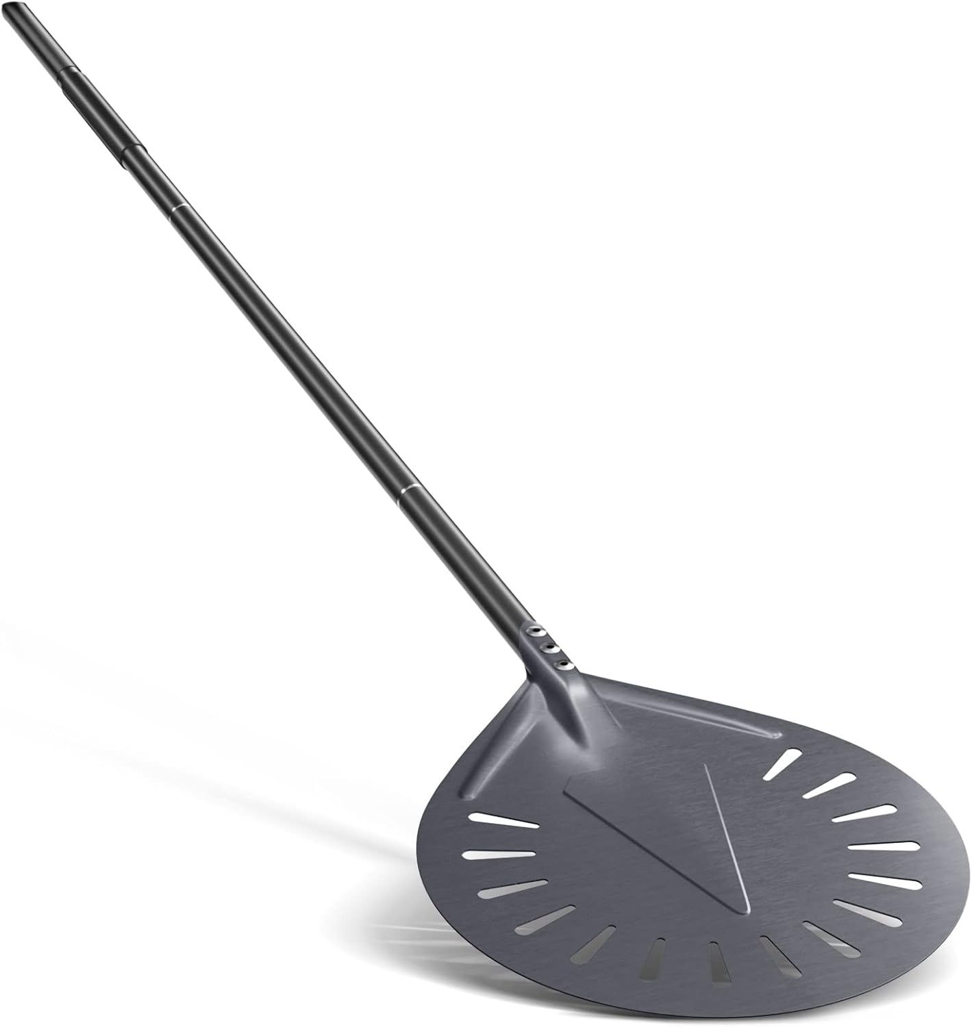 Turning Pizza Peel, 9 Inch Aluminum Perforated Pizza Peel, Round Pizza