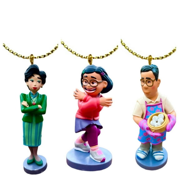 Turning Red Dancing Mei Jin & Ming Lee 3pc Ornament 3” PVC Figure Figurine Charm