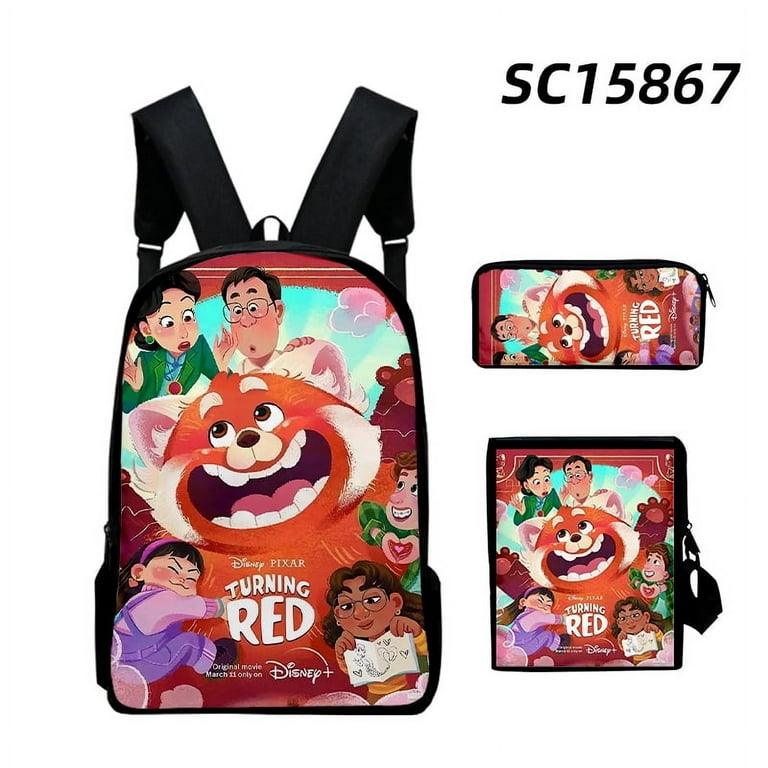 Turning Red Kids Backpack Prevalent Unique Cartoon Middle Girls Kids Book  Bag with Pen Bag 3Pcs/Set for Young People Good Gift For Girls Boys