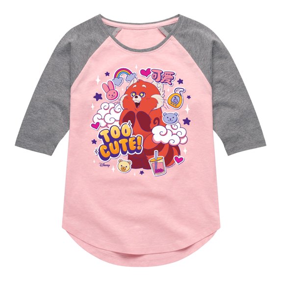 Turning Red - Too Cute Red Panda - Youth Raglan Graphic T-Shirt