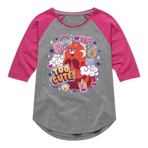 Turning Red - Too Cute Red Panda - Youth Raglan Graphic T-Shirt