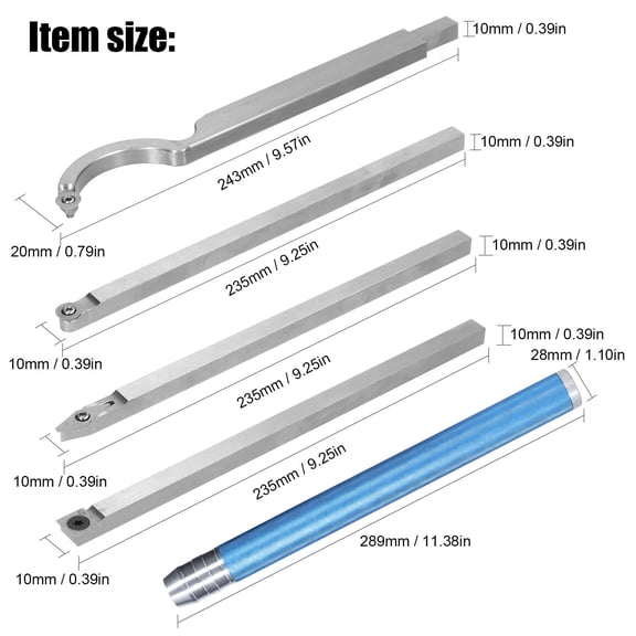 Turning Tool Kit,12pcs/set Metal Lathe Bar Set Steel Kit Bar Set Tool Kit Qinquan Leeofty Kit Eryue 12pcs/set Multicolor