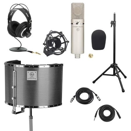 Turnstile Audio Concourse Series TAC1100 Multi-Pattern Condenser Microphone, Bundle with H&A Reflection Filter, Silver