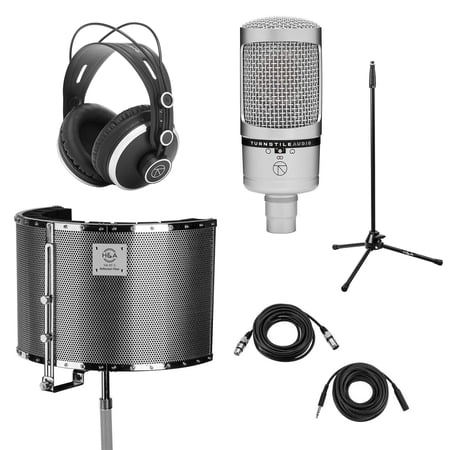 Turnstile Audio Concourse Series TAC700 Multi-Pattern Condenser Microphone, Bundle with H&A Reflection Filter, Silver