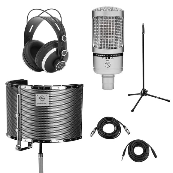 Turnstile Audio Concourse Series TAC700 Multi-Pattern Condenser Microphone, Bundle with H&A Reflection Filter, Silver