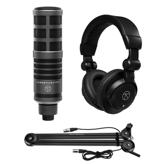 Turnstile Audio Turnstile Platform Series TAP300 Cardioid Dynamic Broadcast Microphone with H&A BROADCAST ARM W XLR with TURNSTILE CB STUDIO MONITOR HEADPHON
