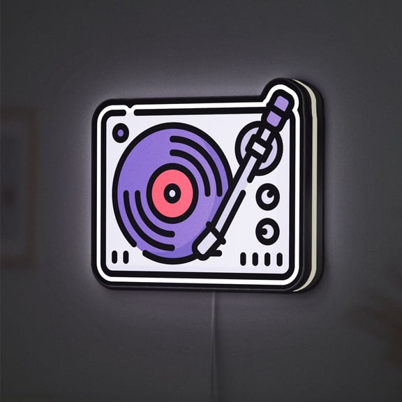Turntable 3D Novelty Light Box, Audiophile Wall Light for Listening Rooms and Home Sound Spaces (Height 16 inch, 40cm)