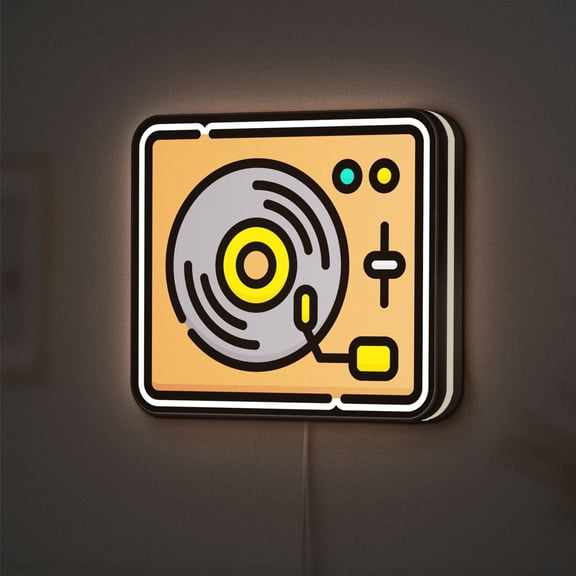 Turntable 3D Novelty Light Box, Retro Music Decor for DJ Studios and Vinyl Enthusiasts (Height 24 inch, 60cm)