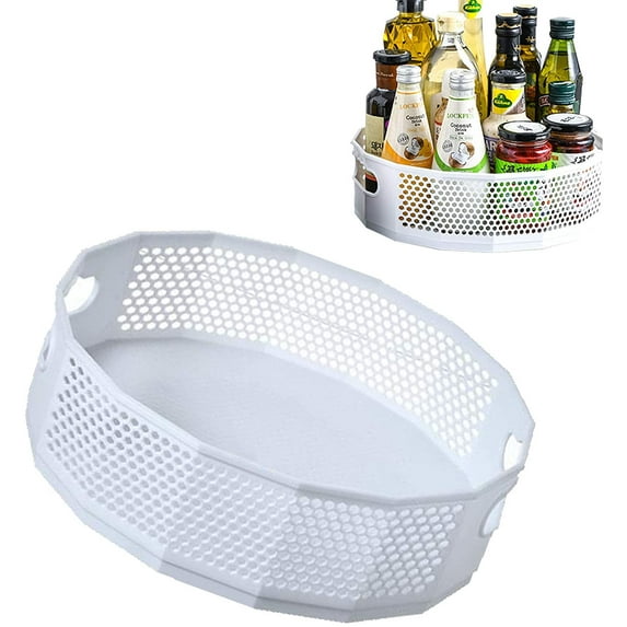 Turntable Cabinet Kitchen Organizer Spinning Storage Containers Non-Skid Rotating Spice Rack for Countertop, Shelf, Table, Refrigerator and Bathroom