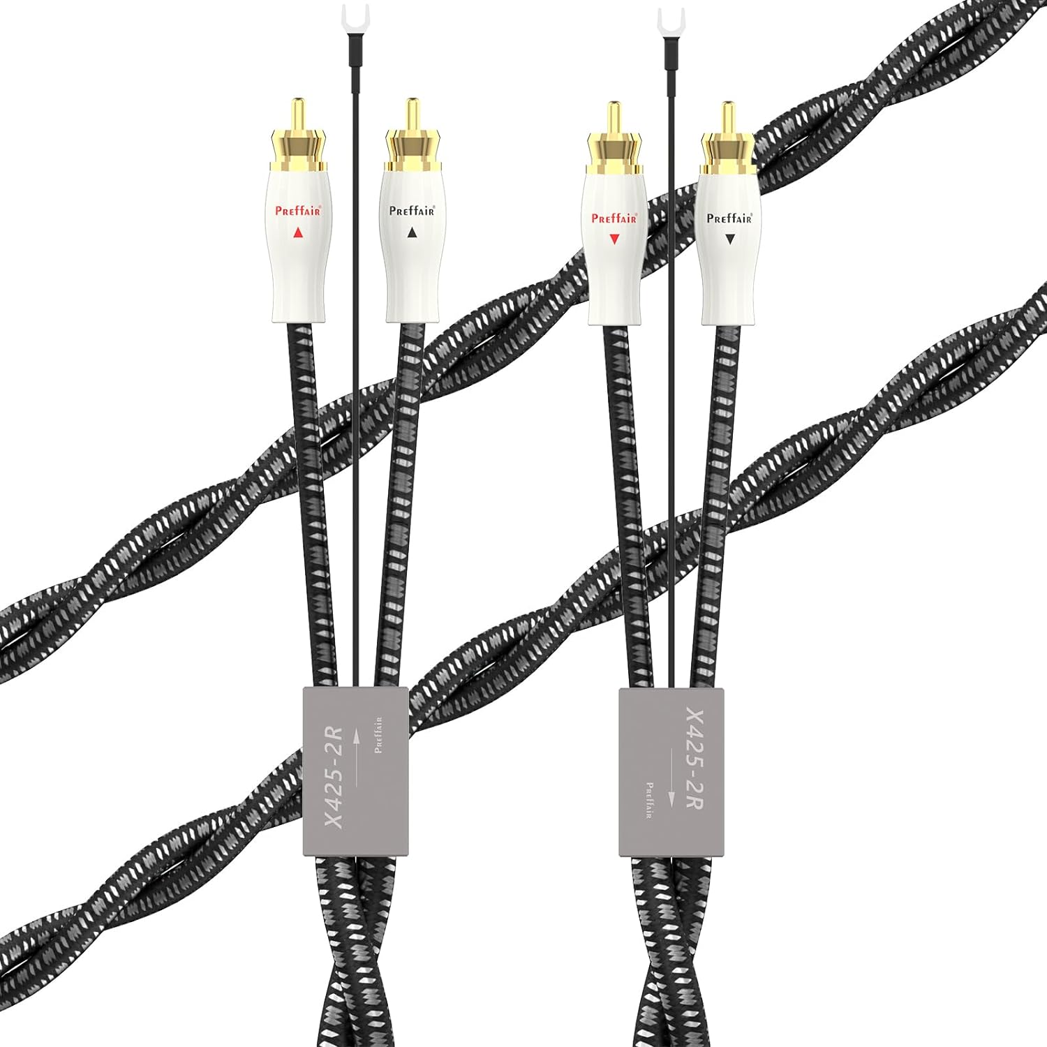 Turntable Cable Gold Plated Dual RCA to Dual RCA with Ground Wire