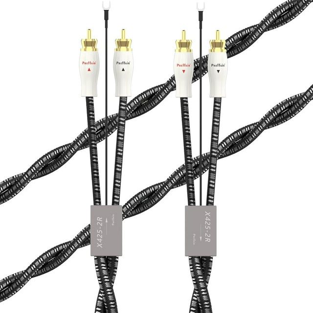 Turntable Cable Gold Plated Dual RCA to Dual RCA with Ground Wire