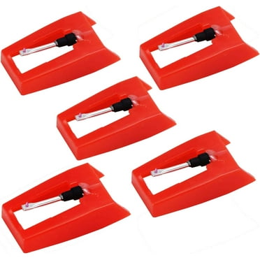 Turntable Needle Replacement - Premium Sapphire Diamond Stylus - Compatibile with Victrola, Crosley, 1byOne, Jolrai - Enhanced Sound Quality - For Vinyl Record Players, Turntables, Suitcases - 5 Red