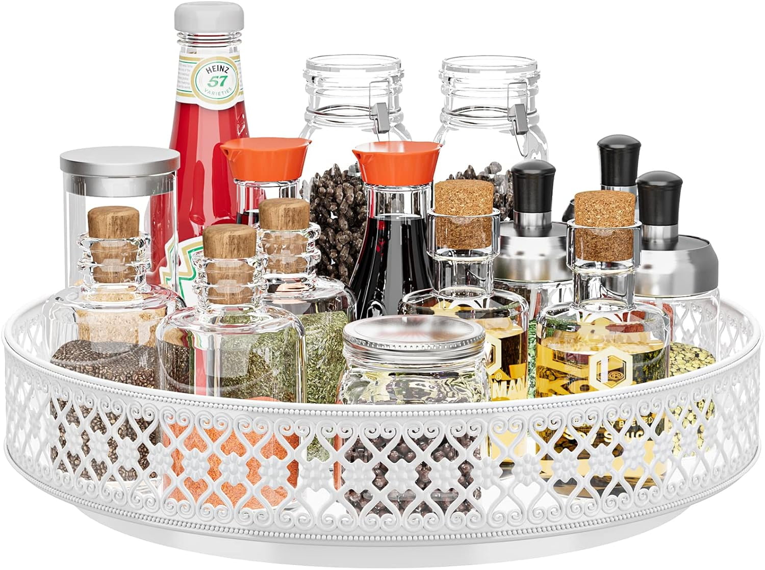 Turntable Organizer - Rotating Spice Rack Metal for Cabinets, Pantry ...