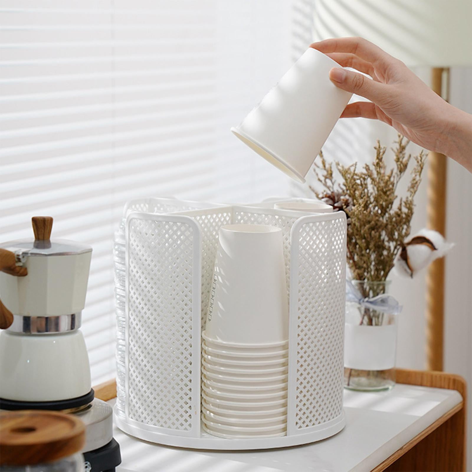 Turntable Paper Coffee Cup Organizer Multi Function Stand Cup and Lid ...