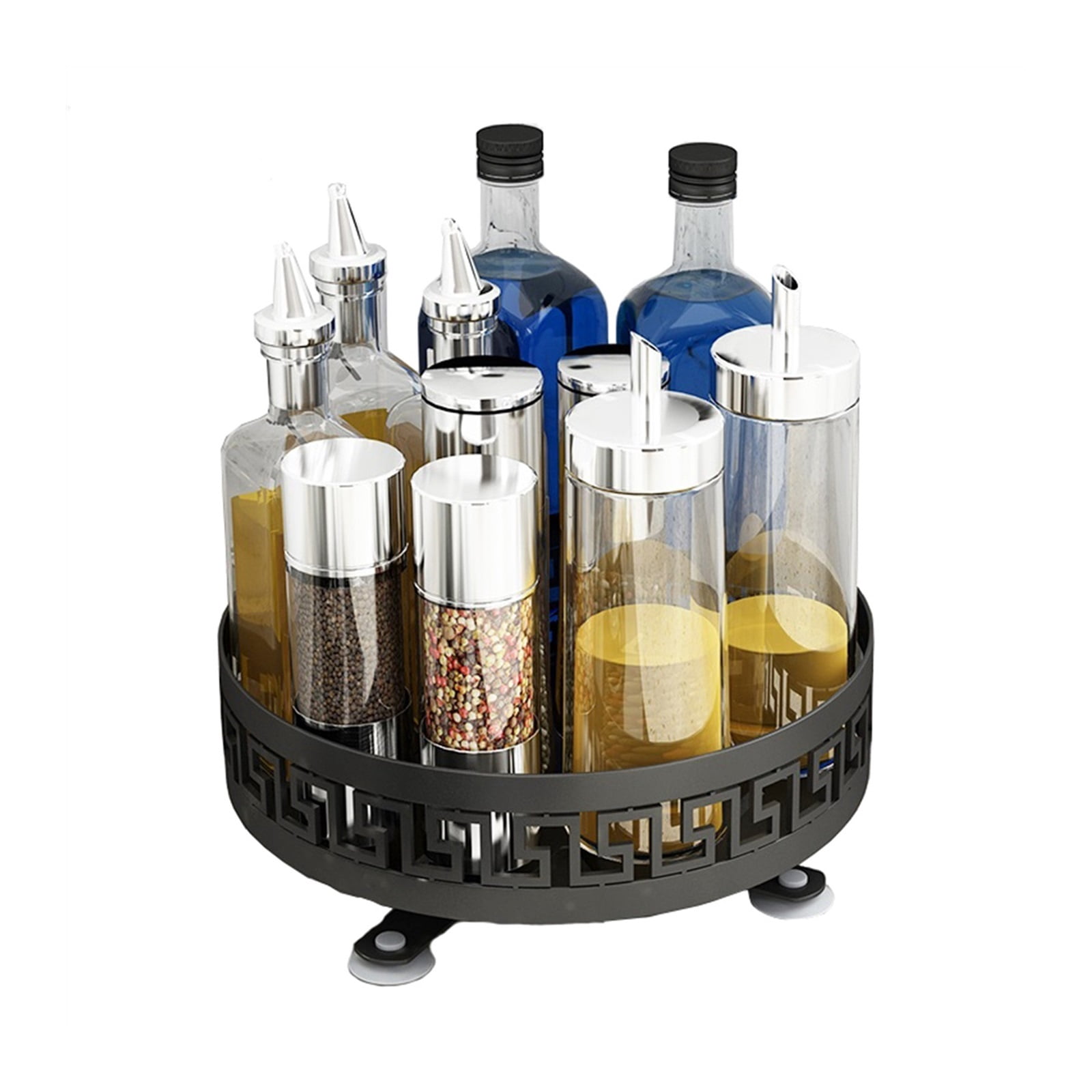 Turntable Spice Rack, Metal Rotating Tray Organizer for Cabinet