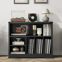 Turntable Stand Record Player Table Record Player Stand Cabinet with Storage, Turntable Stand with 6 Open Shelves Display Holder, Wooden CD Racks Organizer for Living Room