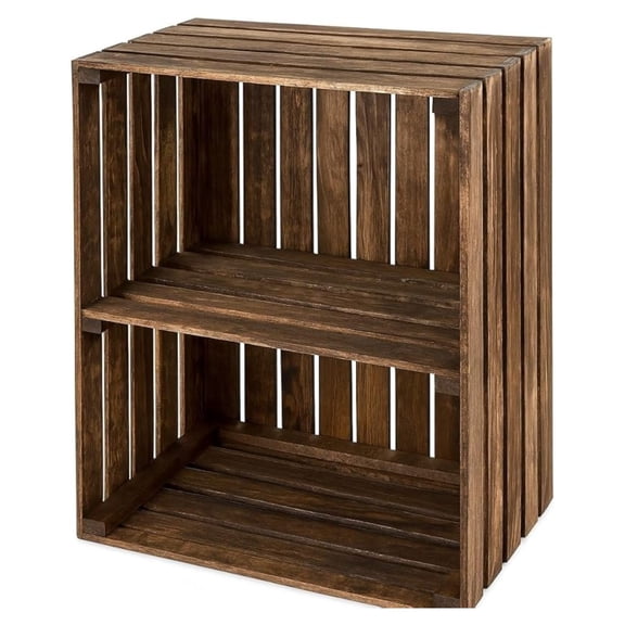 Turntable Stand with Vinyl Storage - Record Player Shelf for 100+ LPs - Rustic Wood Crate Design - Handmade in USA