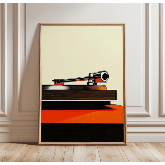 Turntable Vinyl Record Player Wall Art Retro Music Minimal Audio Decor Unframed Paper Print