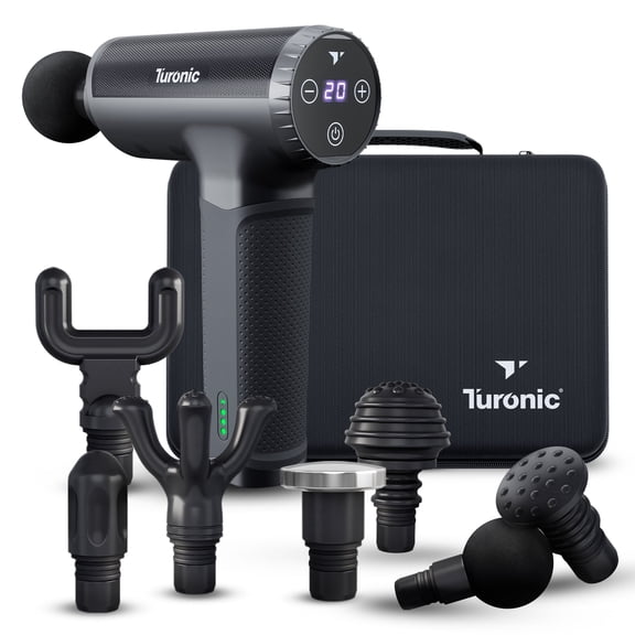 TURONIC Professional Handheld Massage Gun - Deep Tissue Percussion Massager, 20 Speeds, 7 Heads, Quiet, Powerful, Portable, Cordless, Great for Athletes, Personal Use, Shoulder, Foot, Back Body, GM5