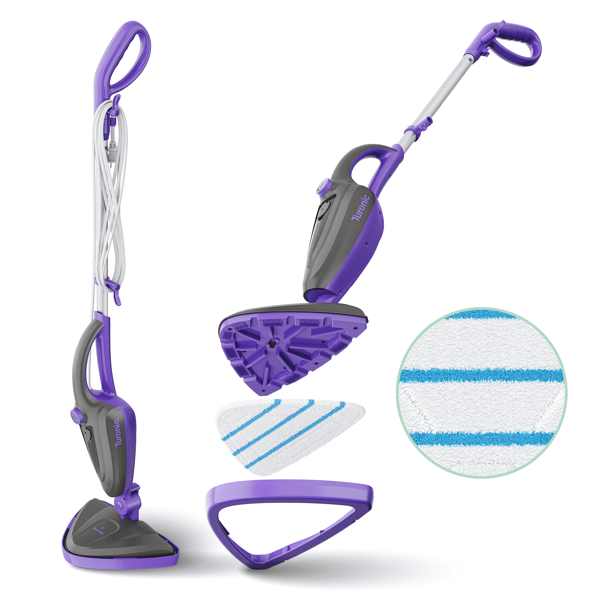 Turonic ST3 Purple 10-in-1 Steam Mop with Detachable Handheld Cleaner