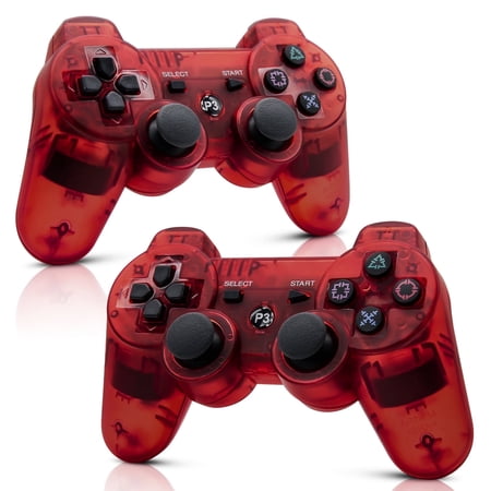 Turpow 2 Pack Controller for P3, Wireless Bluetooth Controller Gamepad Joystick, Double Vibrating Controller for P3 with Charger Cable Cord Thump Grips,2 Charging Cables - Red