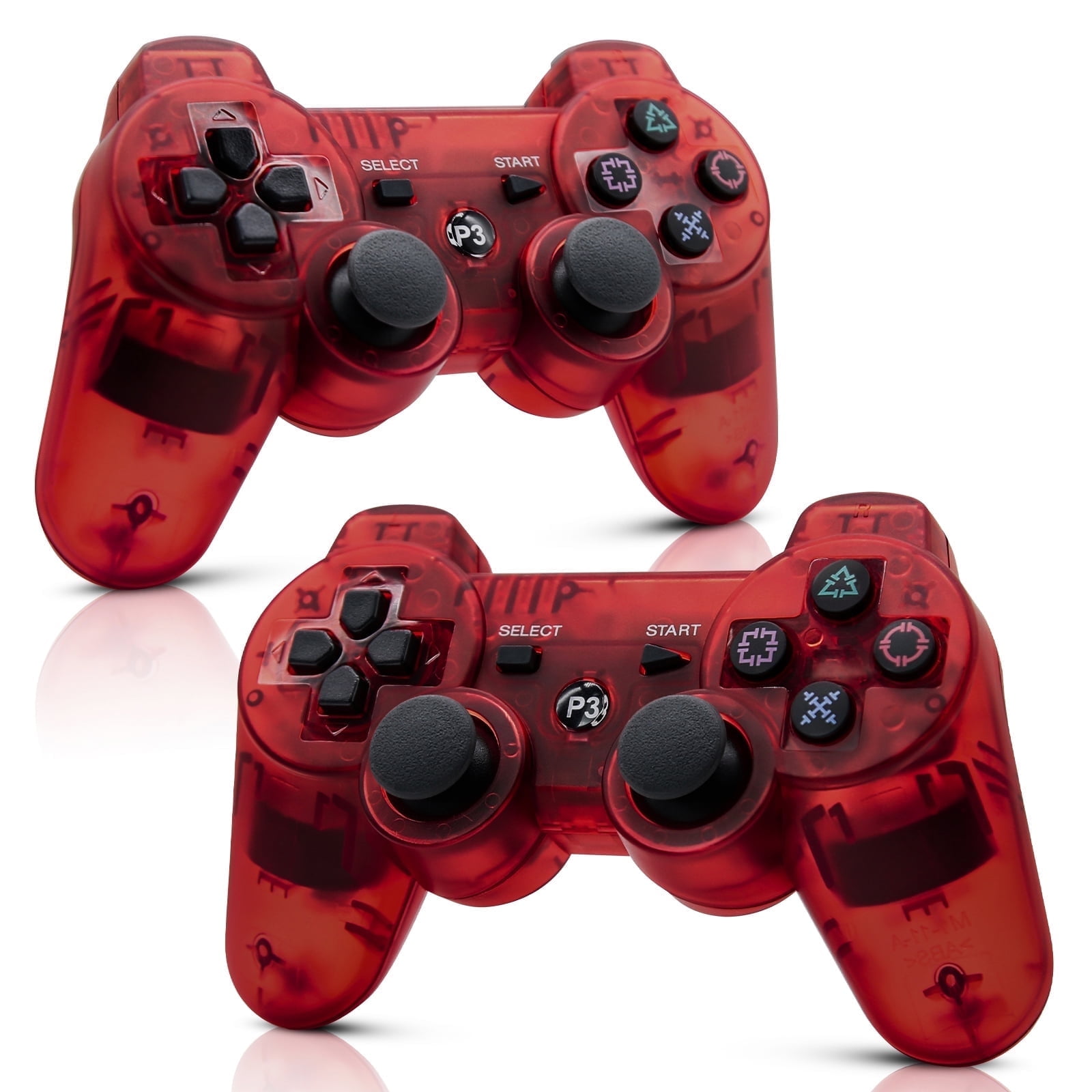 Turpow 2 Pack Controller for P3, Wireless Bluetooth Controller Gamepad Joystick, Double Vibrating Controller for P3 with Charger Cable Cord Thump Grips?2 Charging Cables - Red