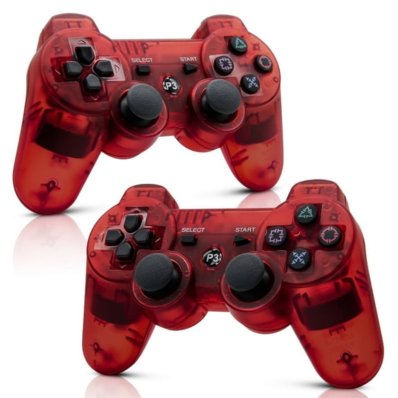 Turpow 2 Pack Controller for P3, Wireless Bluetooth Controller Gamepad Joystick, Double Vibrating Controller for P3 with Charger Cable Cord Thump Grips，2 Charging Cables - Red